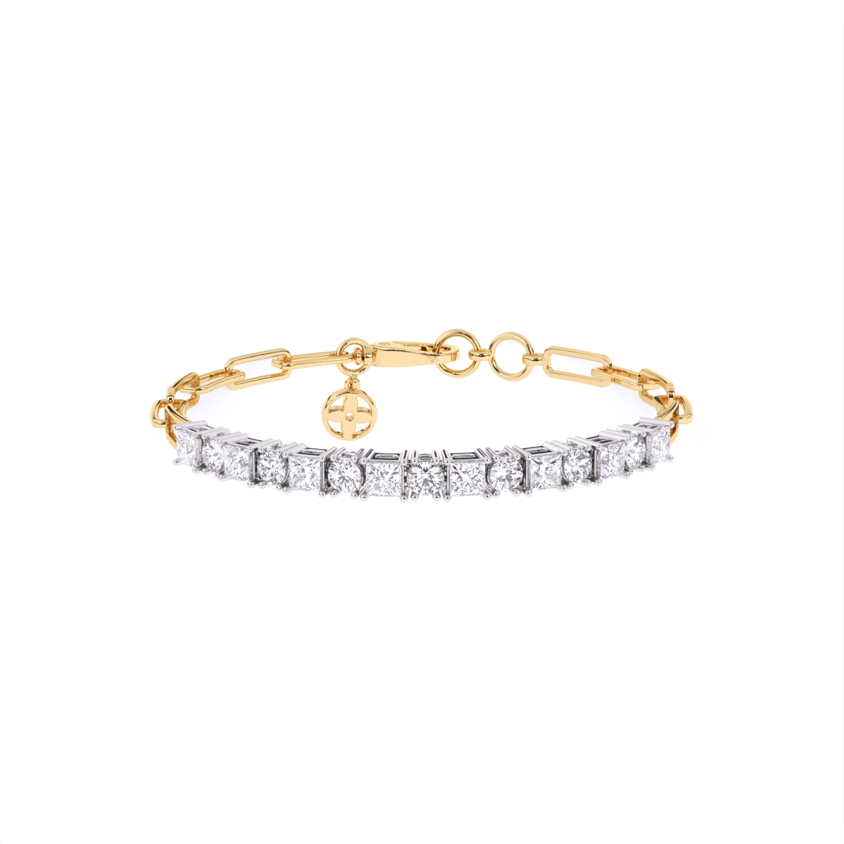 Princess & Round Cut Diamond Bracelet